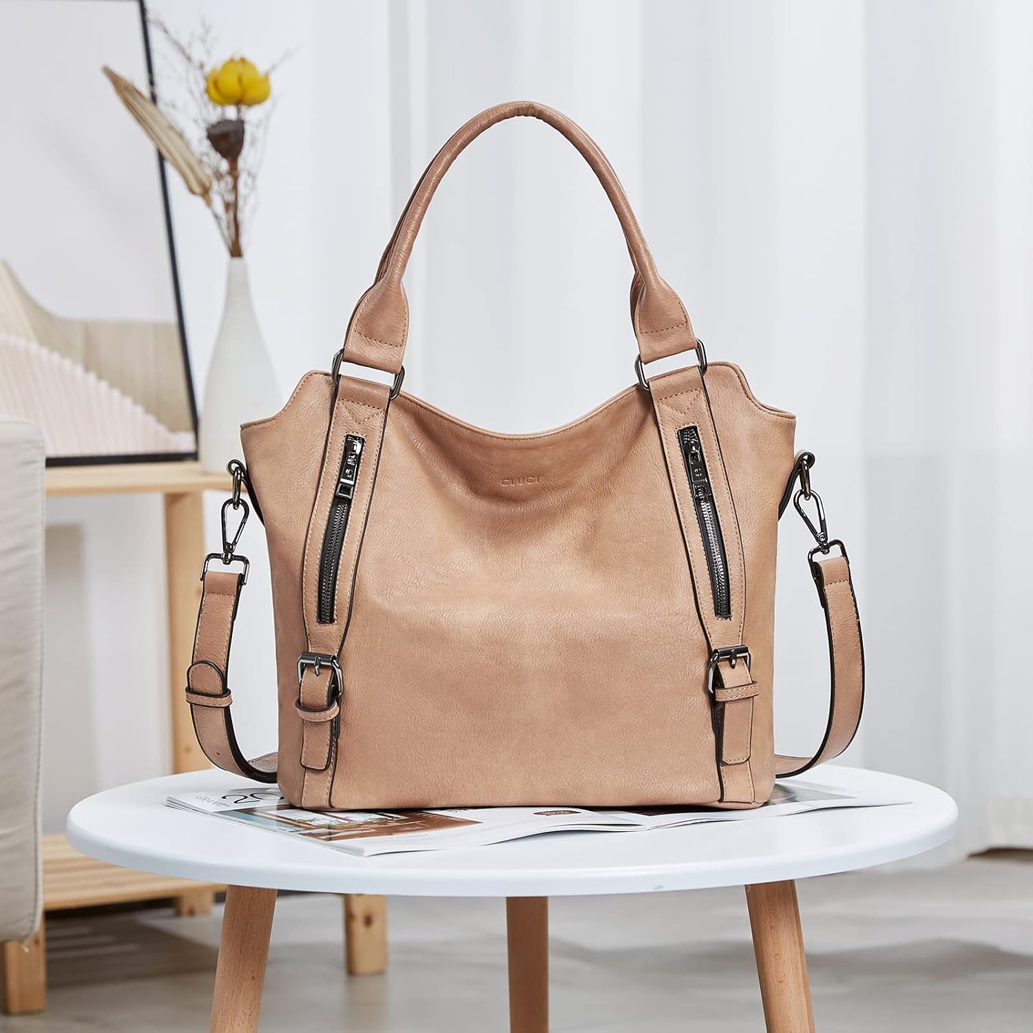 BOLSO HOBO GRANDE PARA MUJER CLUCI CON MÚLTIPLES BOLSILLOS - 3