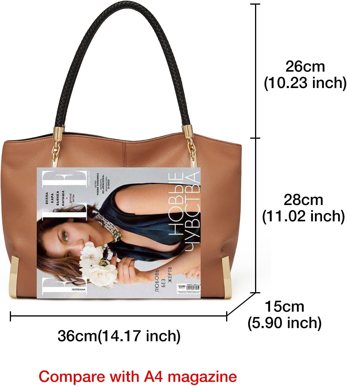 BOLSO TOTE FOXLOVER DE CUERO GENUINO CAPACIDAD GRANDE - 4