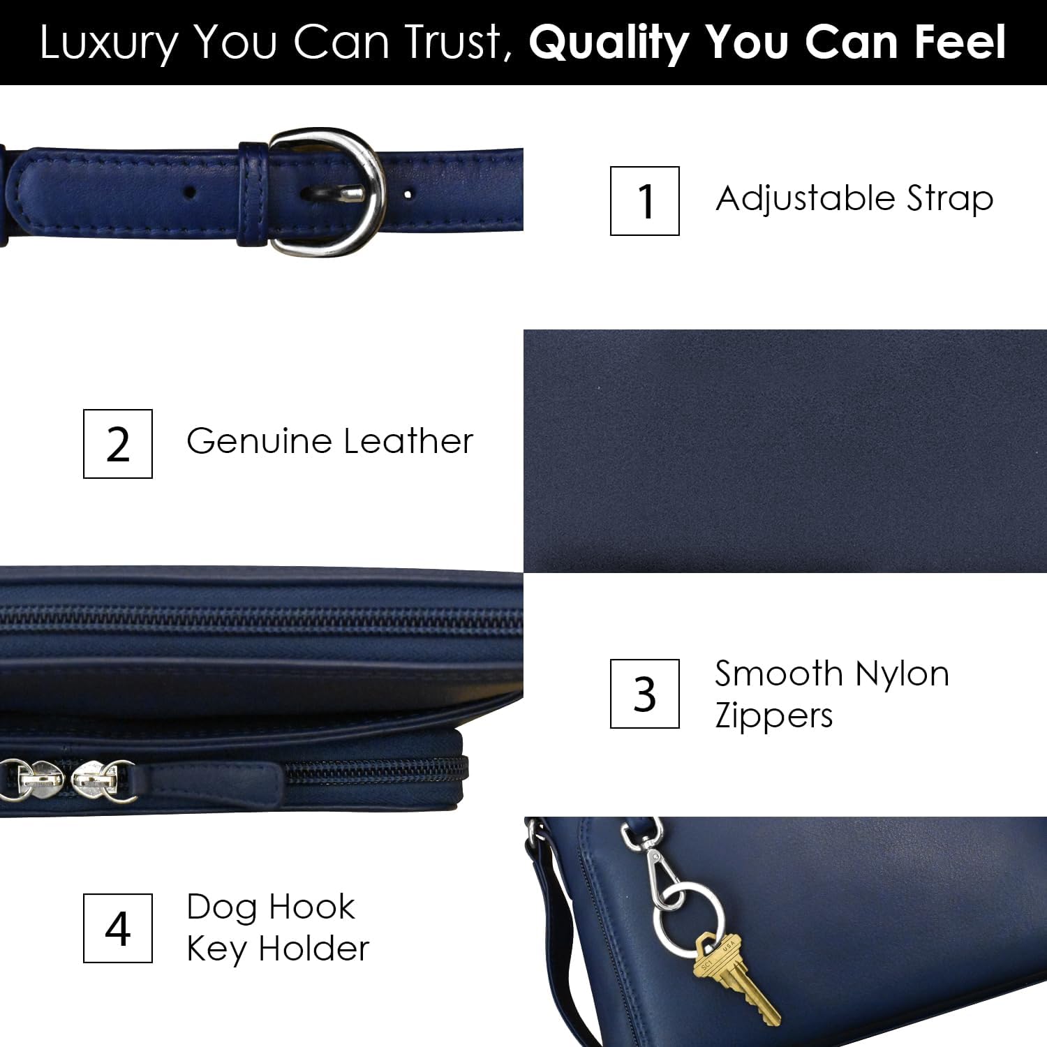 BOLSO CRUZADO PARA MUJER ILI NEW YORK EN CUERO GENUINO CON BLOQUEO RFID Y CORREA AJUSTABLE - 5