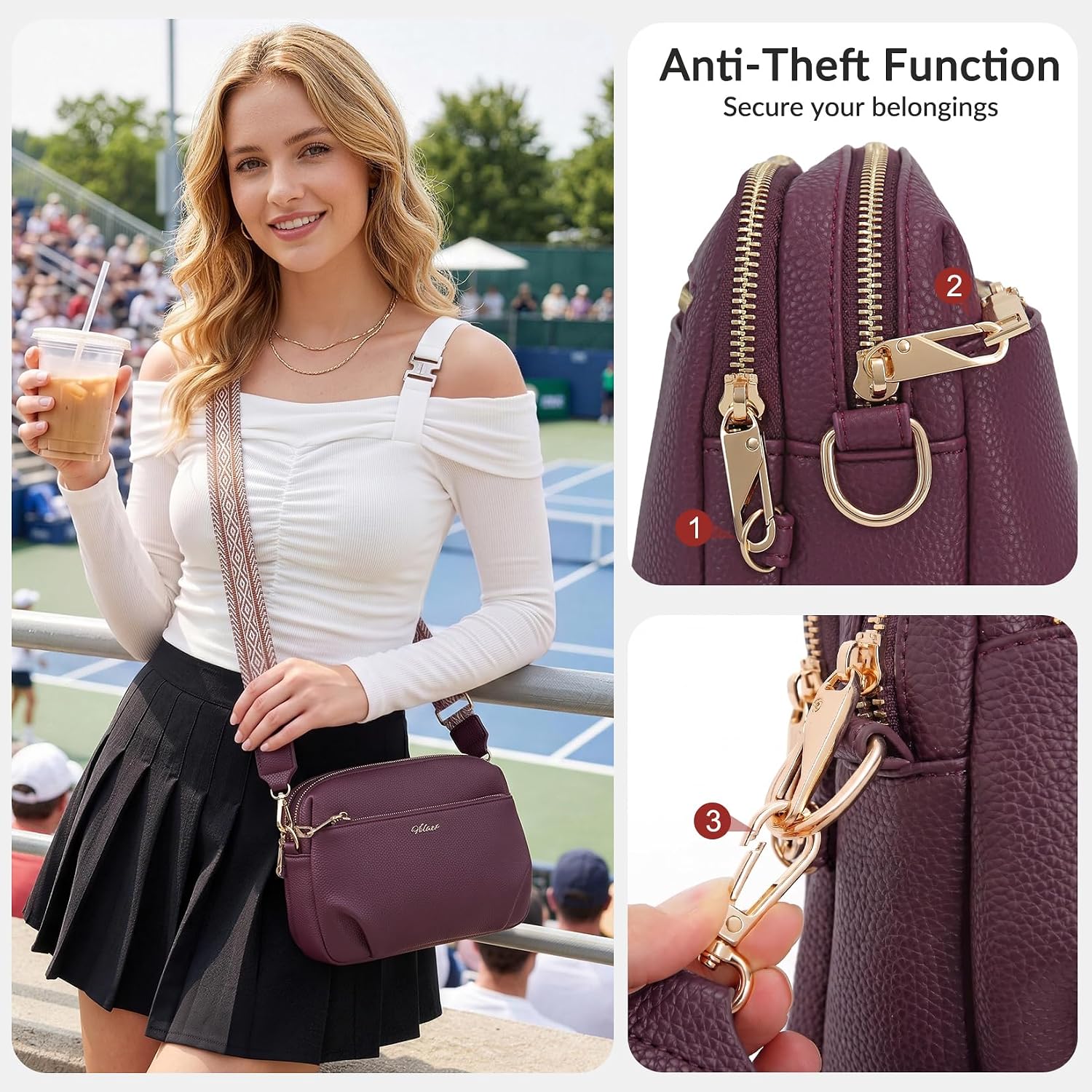 BOLSO CROSSBODY PARA MUJER HILAEX CUERO VEGANO ANTIRROBO CON RFID - 4