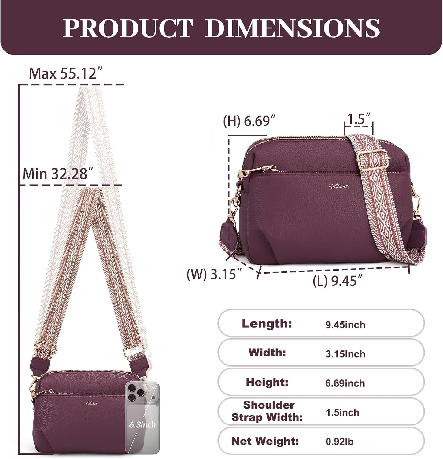 BOLSO CROSSBODY PARA MUJER HILAEX CUERO VEGANO ANTIRROBO CON RFID - 5