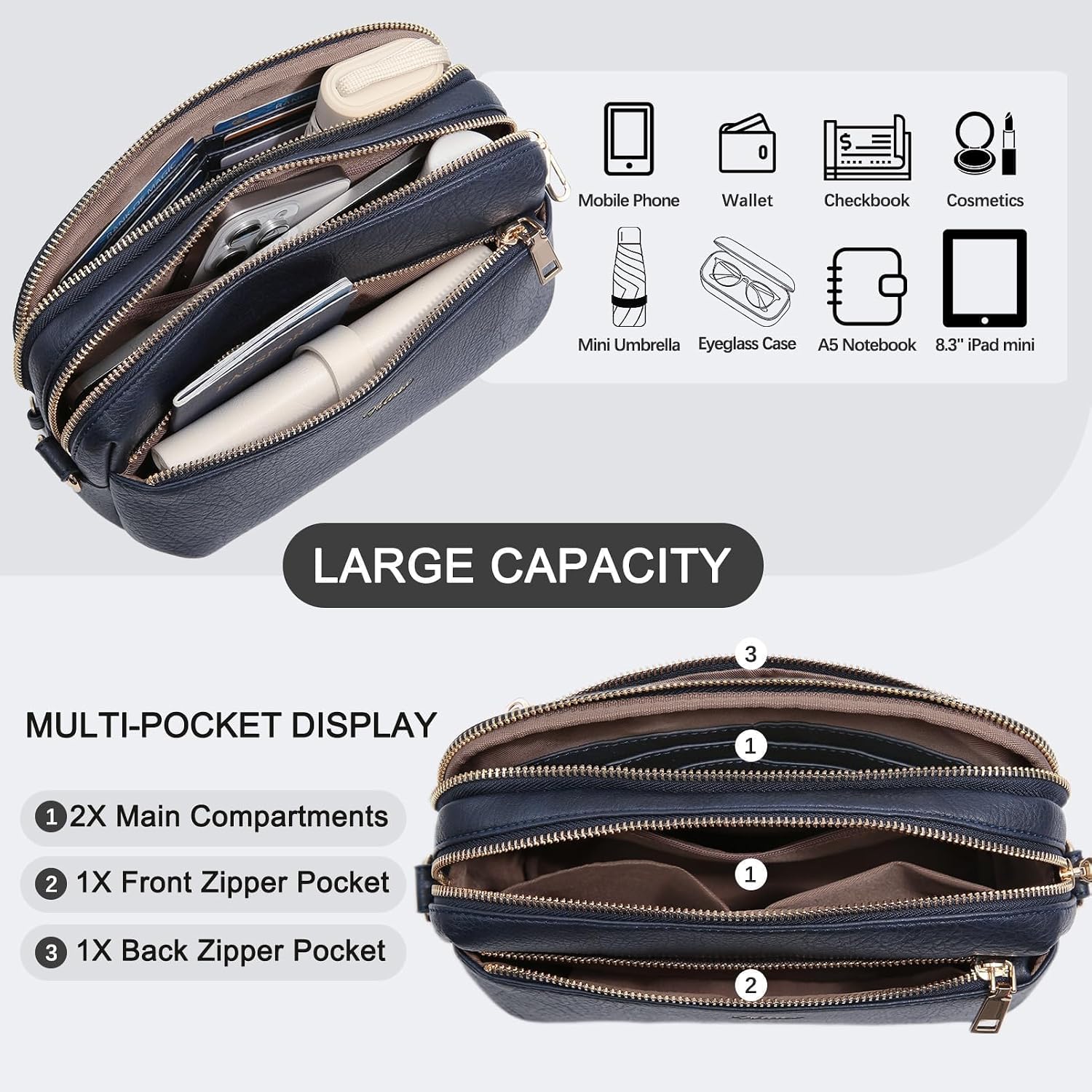 BOLSO CROSSBODY PARA MUJER HILAEX CUERO VEGANO ANTIRROBO RFID - 3