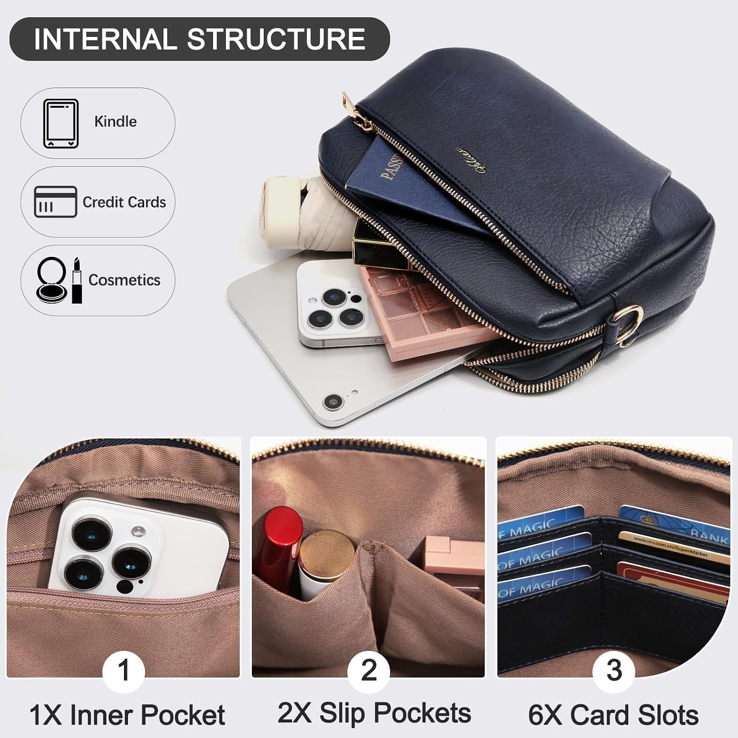 BOLSO CROSSBODY PARA MUJER HILAEX CUERO VEGANO ANTIRROBO RFID - 4