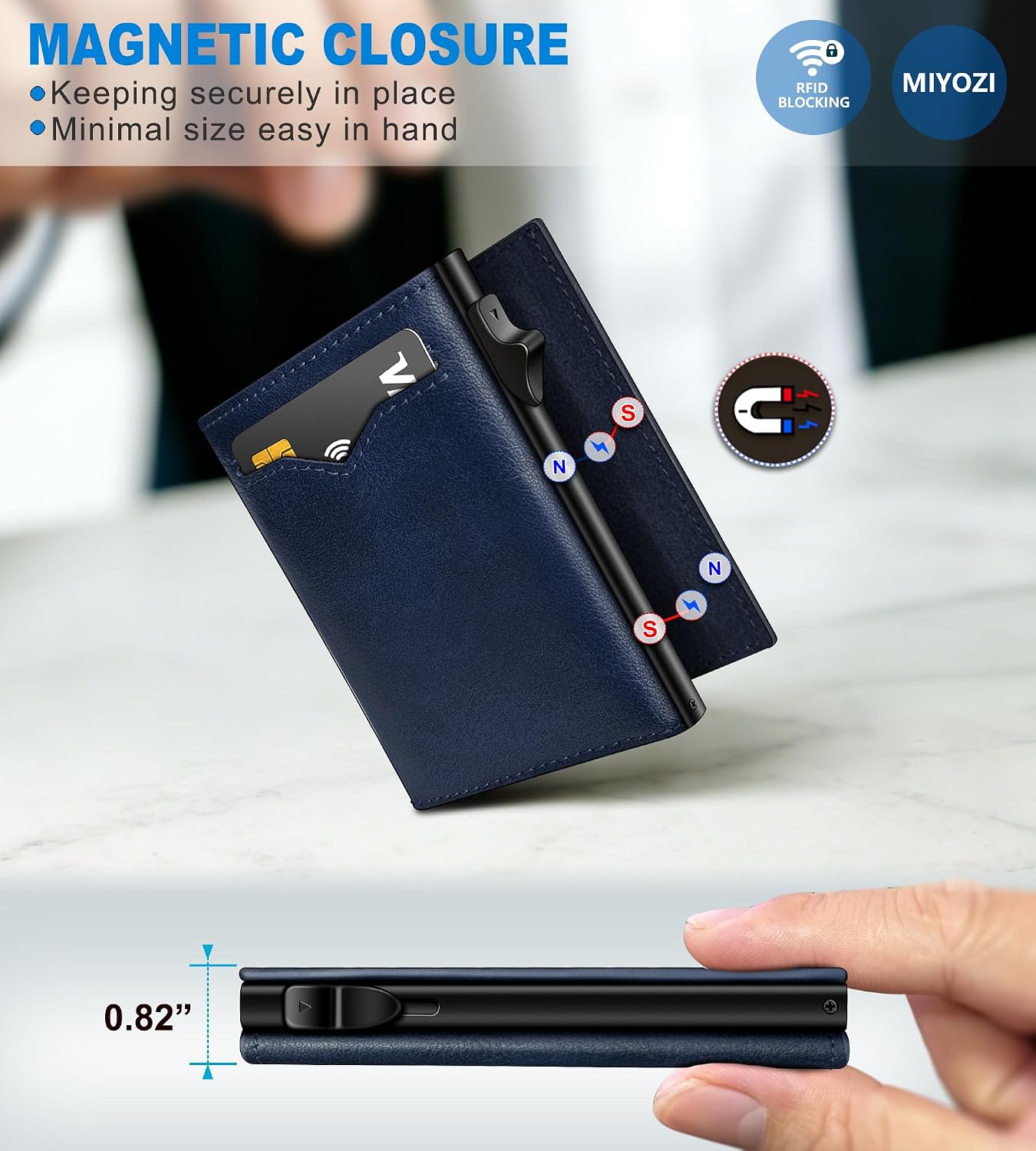 BILLETERA PARA HOMBRE MIYOZI TRIFOLD CON BLOQUEO RFID Y CIERRE MAGNÉTICO - 3