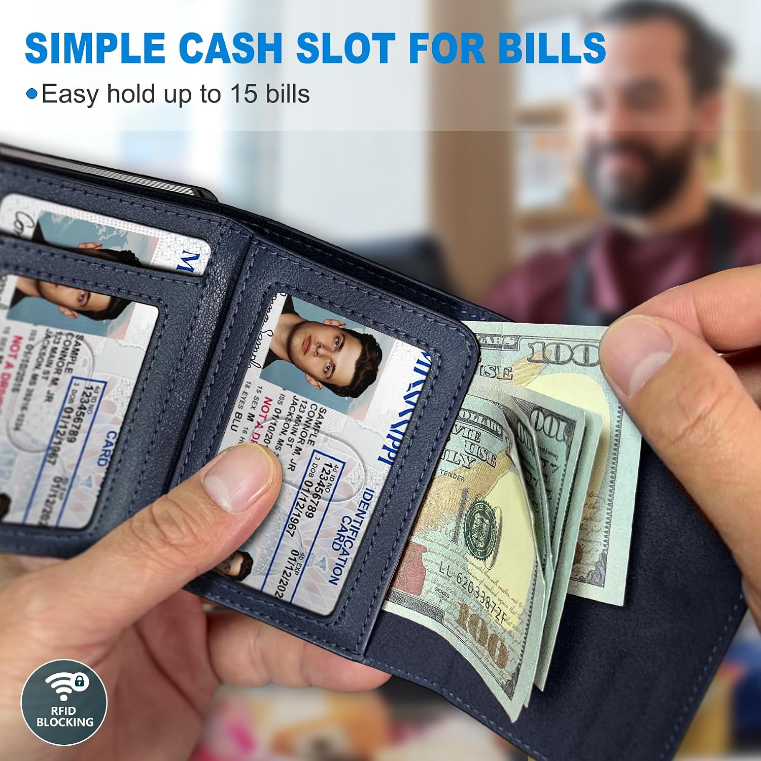 BILLETERA PARA HOMBRE MIYOZI TRIFOLD CON BLOQUEO RFID Y CIERRE MAGNÉTICO - 4
