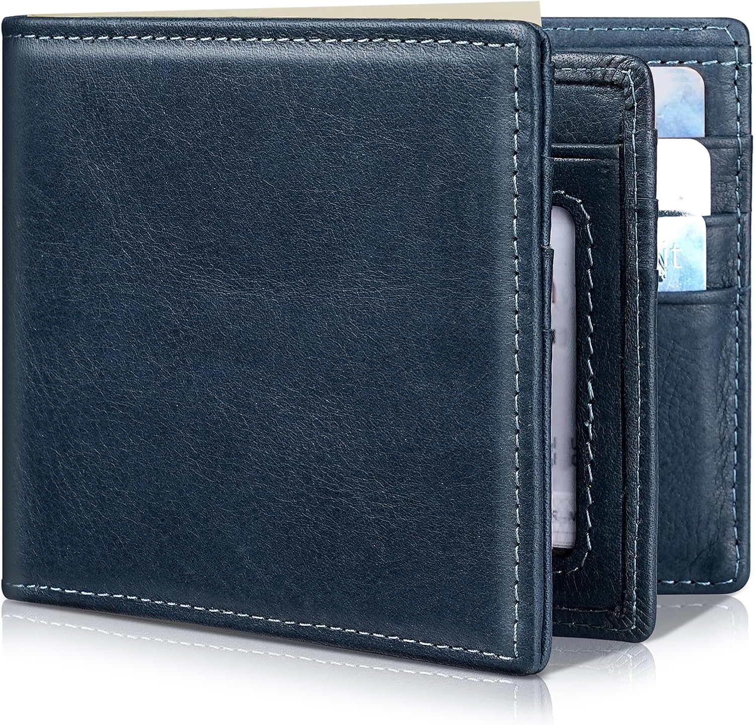 BILLETERA PARA HOMBRE ARTPAXY BIFOLD DE CUERO GENUINO CON BLOQUEO RFID Y 13 PORTA TARJETAS - 1