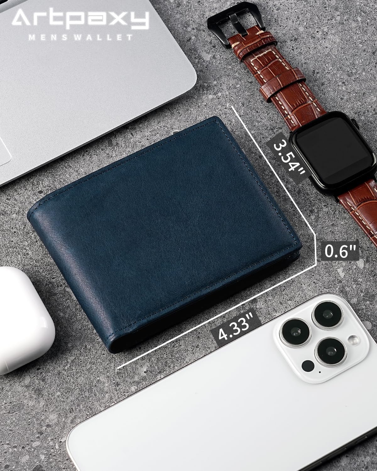 BILLETERA PARA HOMBRE ARTPAXY BIFOLD DE CUERO GENUINO CON BLOQUEO RFID Y 13 PORTA TARJETAS - 2