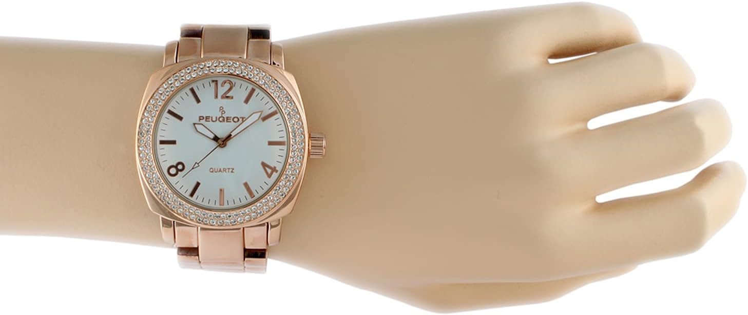 RELOJ DE PULSERA PARA MUJER PEUGEOT BOYFRIEND OVERSIZED CON BISEL CON CRISTALES SWAROVSKI Y PULSERA METÁLICA - 5
