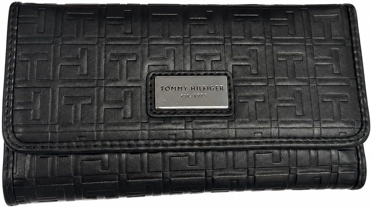 BILLETERA PARA MUJER TOMMY HILFIGER LOGO CHECKBOOK CLUTCH BAG NEGRO - 1