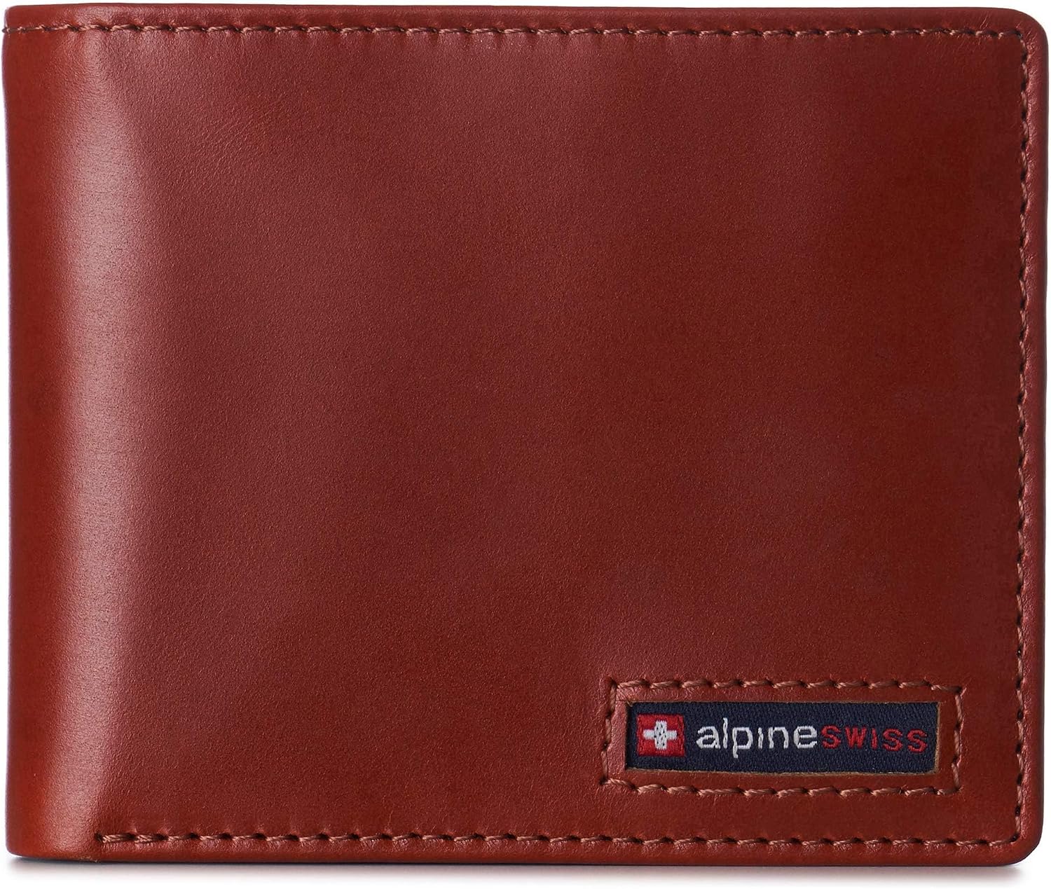 BILLETERA PARA HOMBRE ALPINE SWISS SPENCER BIFOLD CUERO NAPPA BRILLANTE TAN - 1
