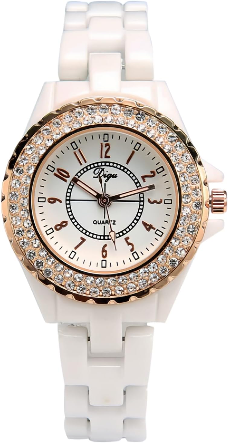 RELOJ DE PULSERA PARA MUJER MASTOP CERÁMICO BLANCO CON CRISTALES SWAROVSKI Y CUARZO ANALÓGICO RESISTENTE AL AGUA - 1