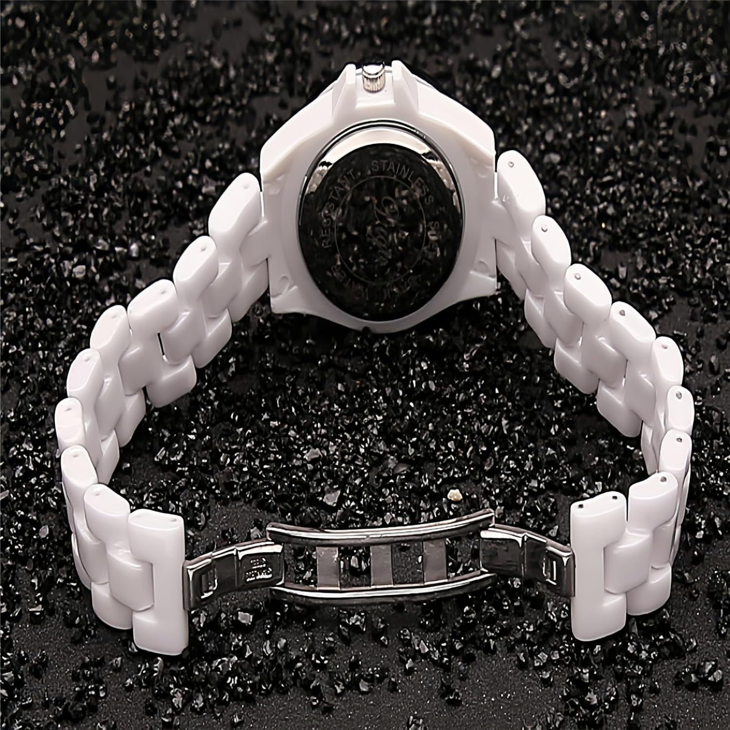 RELOJ DE PULSERA PARA MUJER MASTOP CERÁMICO BLANCO CON CRISTALES SWAROVSKI Y CUARZO ANALÓGICO RESISTENTE AL AGUA - 5