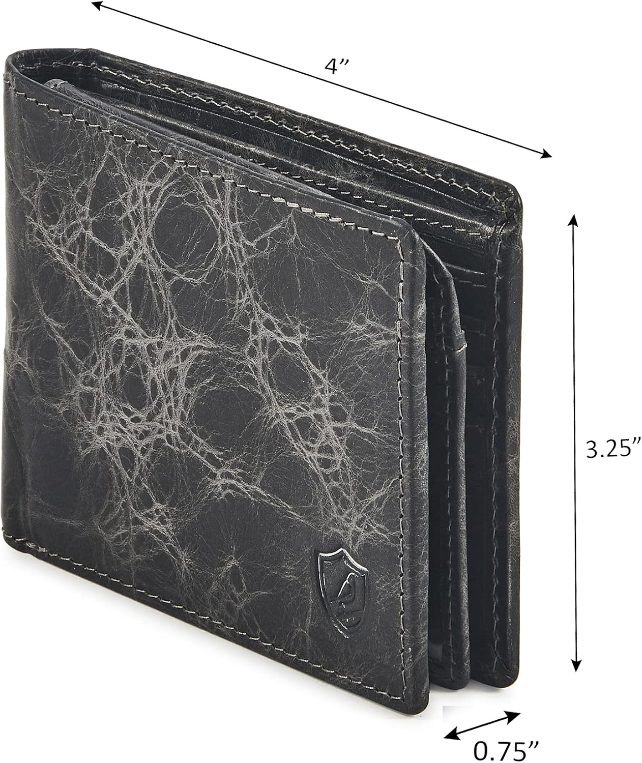 BILLETERA PARA HOMBRE COCHOA SLIM RFID BLOQUEO CUERO BIFOLD MINIMALISTA 2 VENTANAS ID CAJA DE REGALO - 3