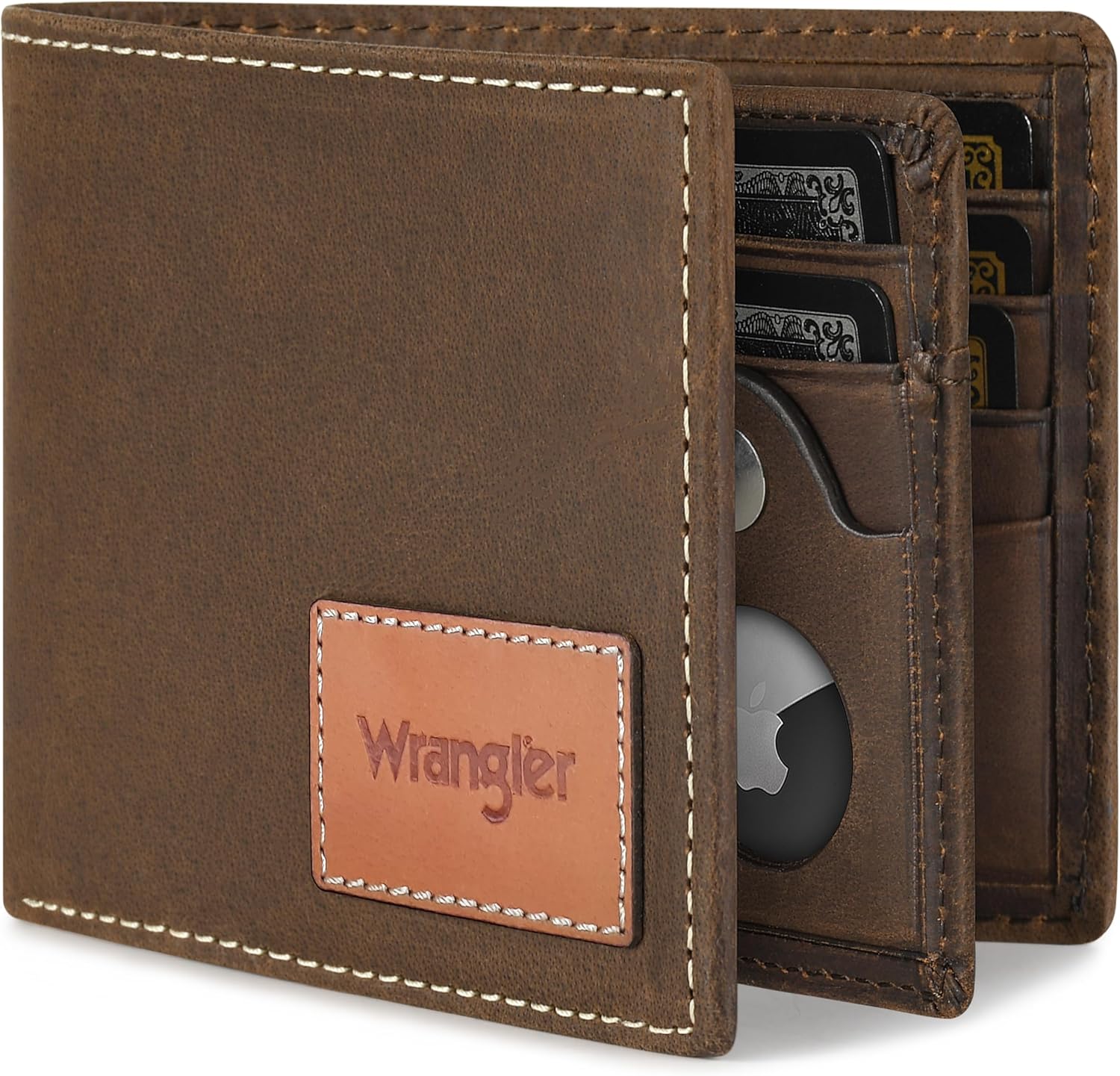 BILLETERA PARA HOMBRE WRANGLER CON PORTA AIRTAG DE CUERO GENUINO BIFOLD - 1