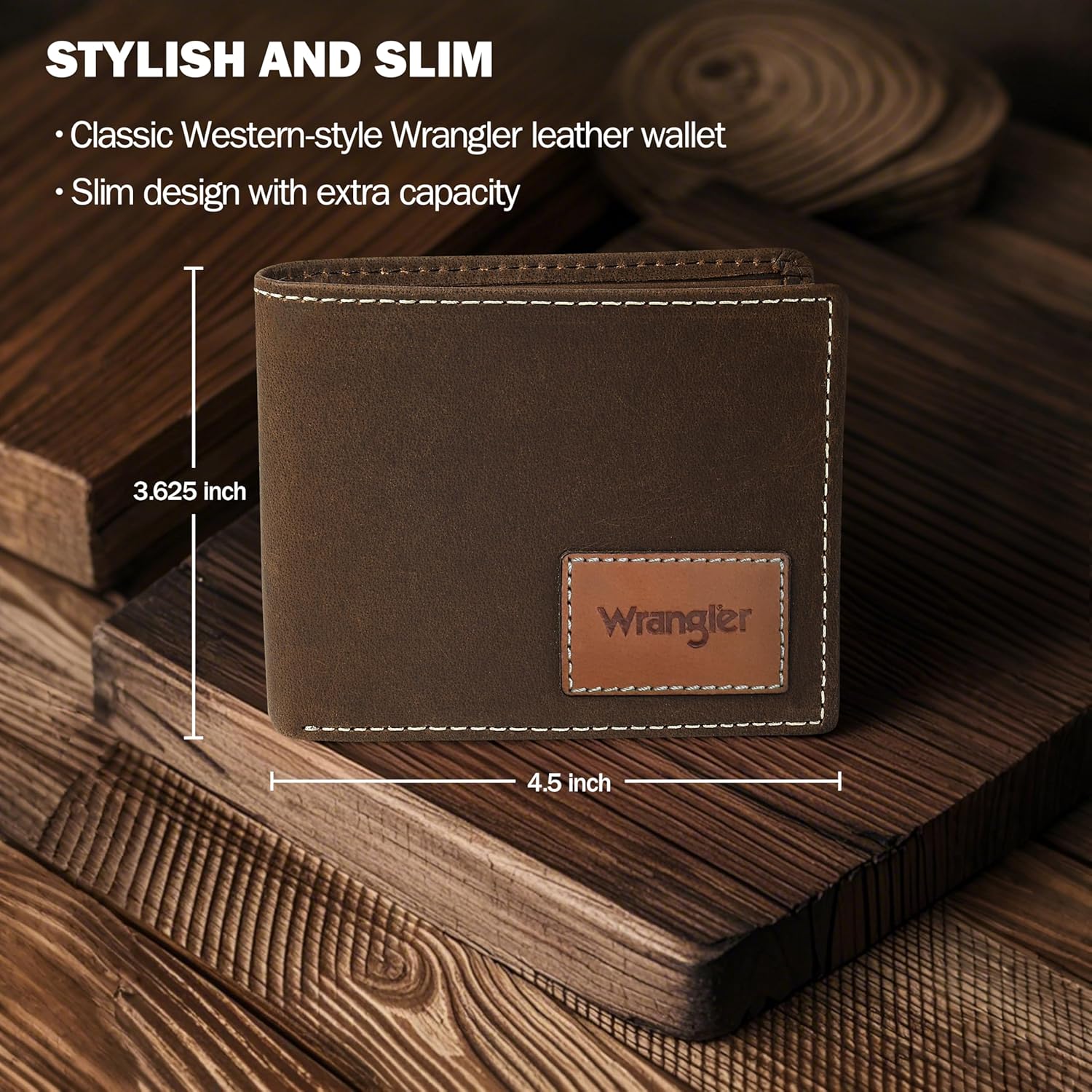 BILLETERA PARA HOMBRE WRANGLER CON PORTA AIRTAG DE CUERO GENUINO BIFOLD - 2