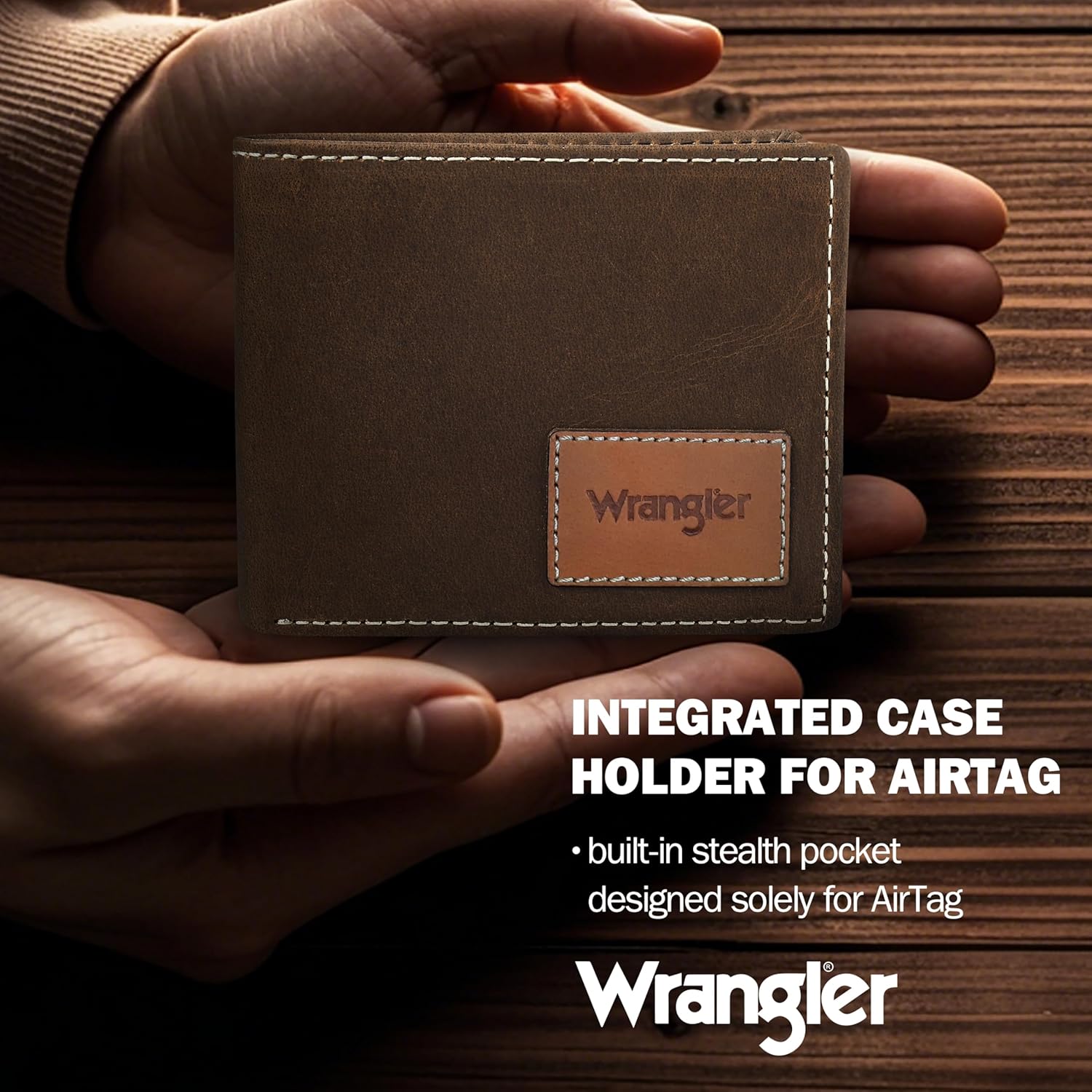 BILLETERA PARA HOMBRE WRANGLER CON PORTA AIRTAG DE CUERO GENUINO BIFOLD - 3