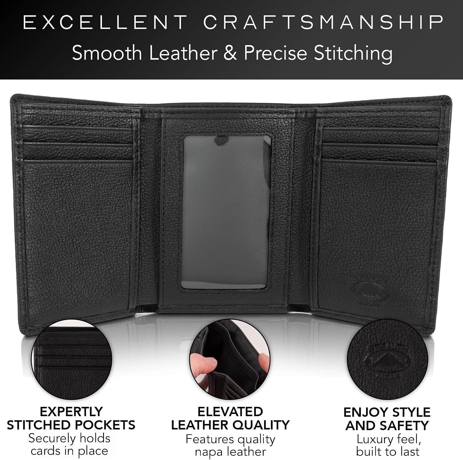 BILLETERA TRIFOLD DE CUERO STEALTH MODE PARA HOMBRE CON BLOQUEO RFID - 3