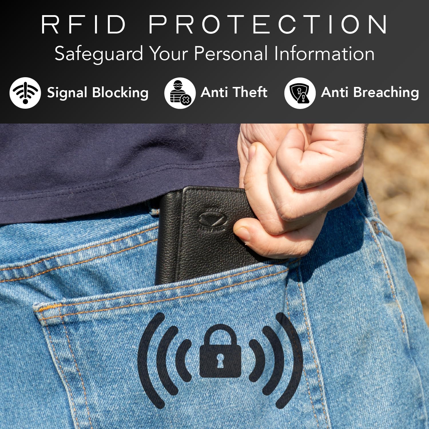 BILLETERA TRIFOLD DE CUERO STEALTH MODE PARA HOMBRE CON BLOQUEO RFID - 4