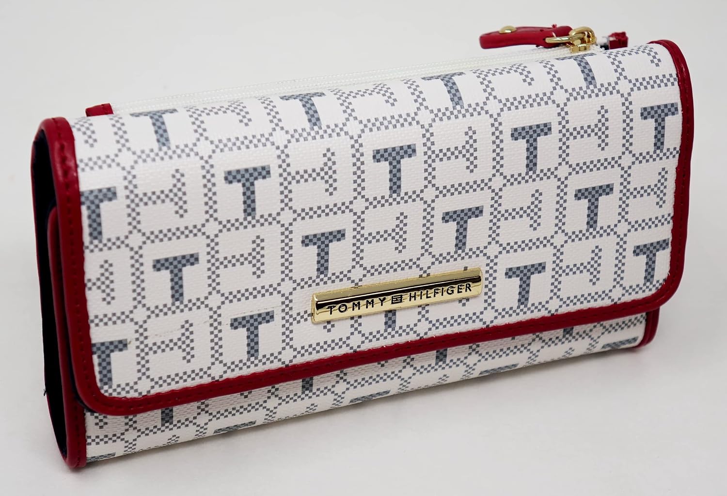 CARTERA PARA MUJER TOMMY HILFIGER BLANCA, GRIS Y ROJA CON LOGO - 2