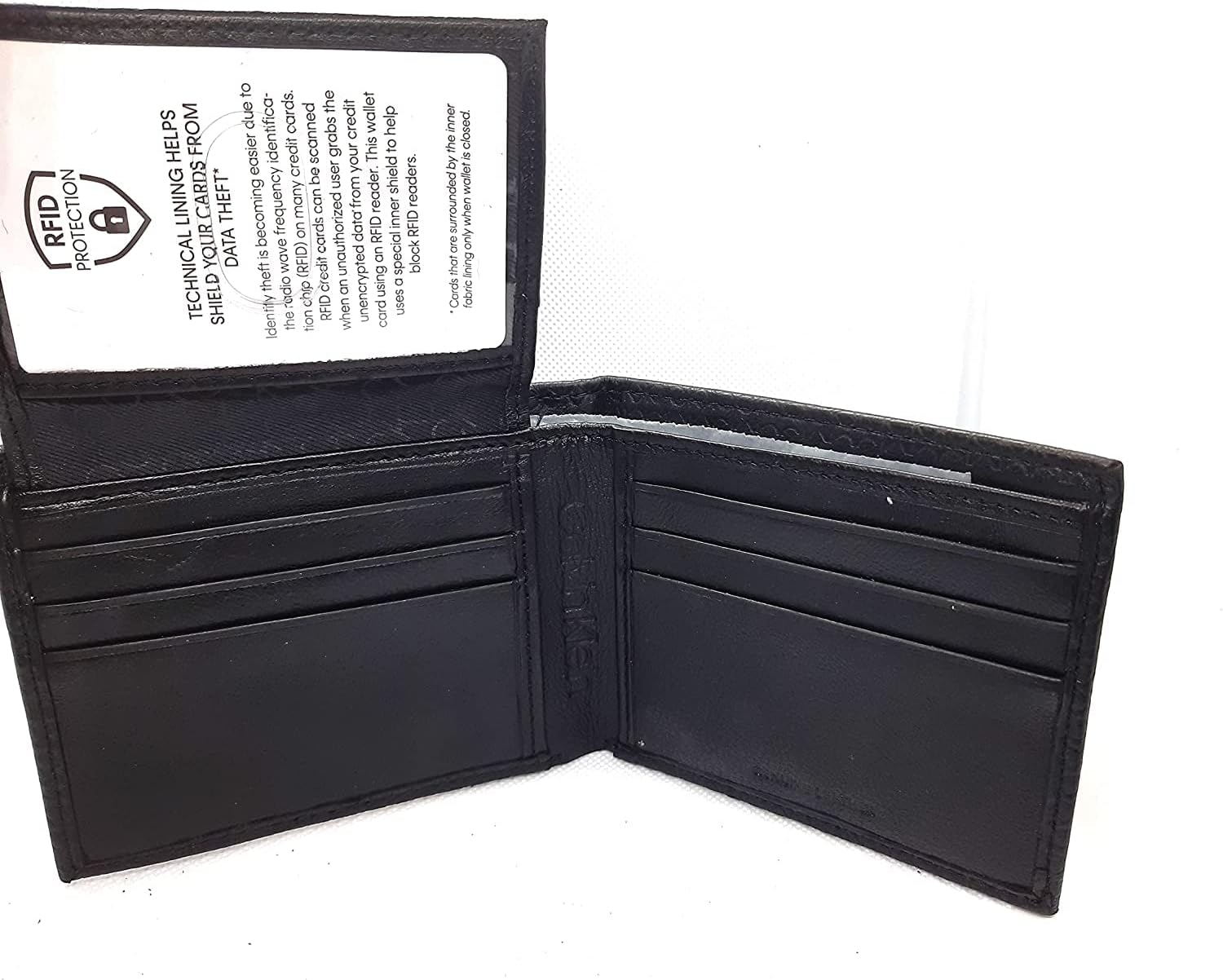 BILLETERA PARA HOMBRE CALVIN KLEIN DE CUERO GENUINO BIFOLD CON PROTECCIÓN RFID NEGRA CON CAJA - 2