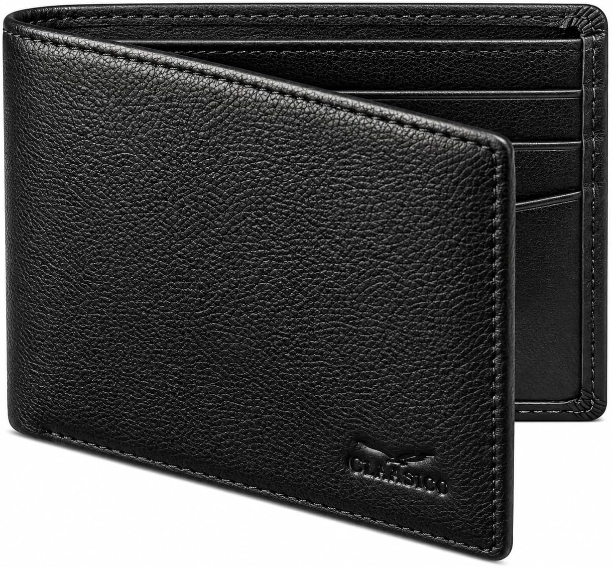 BILLETERA DE CUERO PARA HOMBRE CLAASICO CON BLOQUEO RFID Y VENTANA PARA IDENTIFICACIÓN - 1