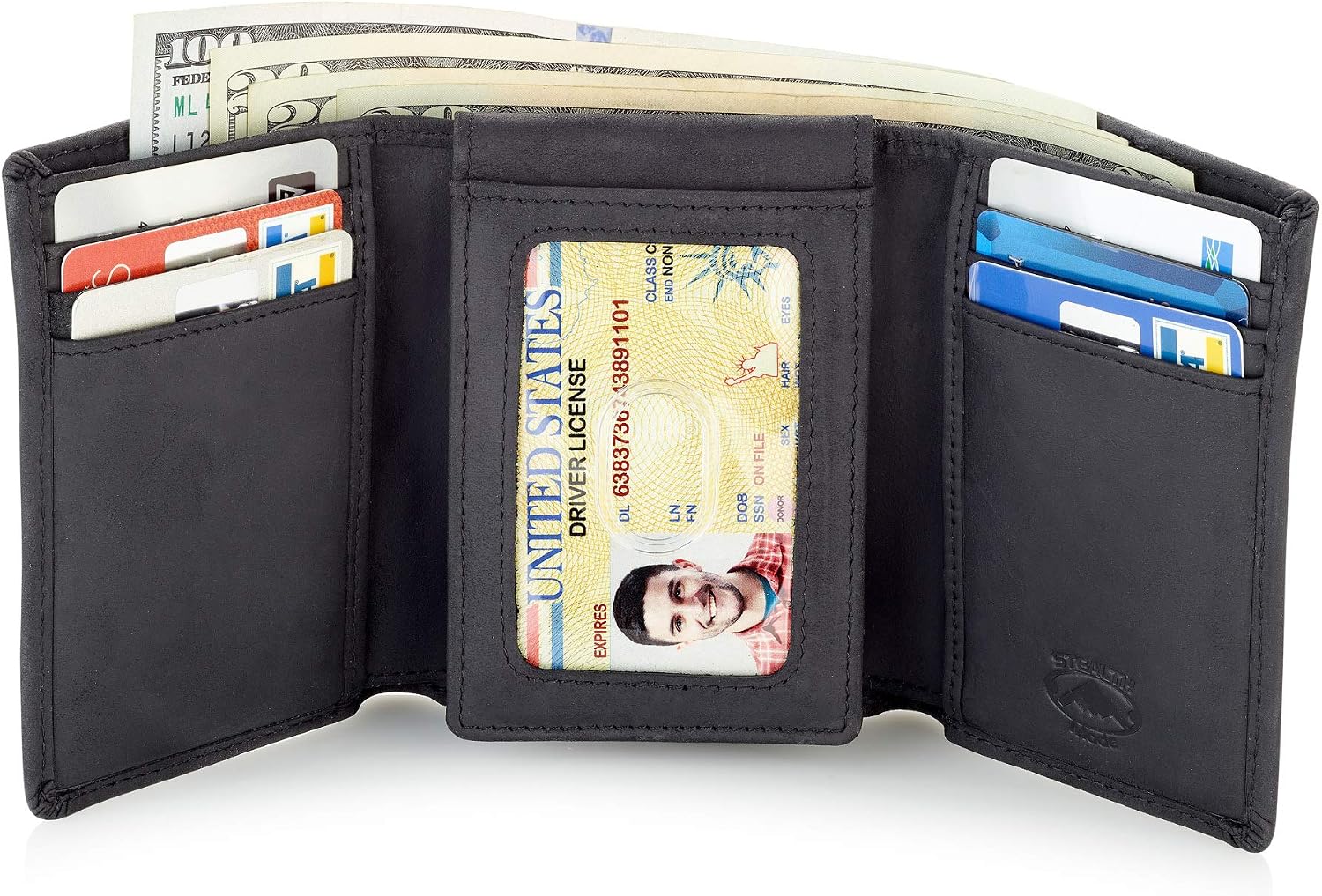 BILLETERA TRIFOLD DE CUERO STEALTH MODE PARA HOMBRE CON BLOQUEO RFID - 2