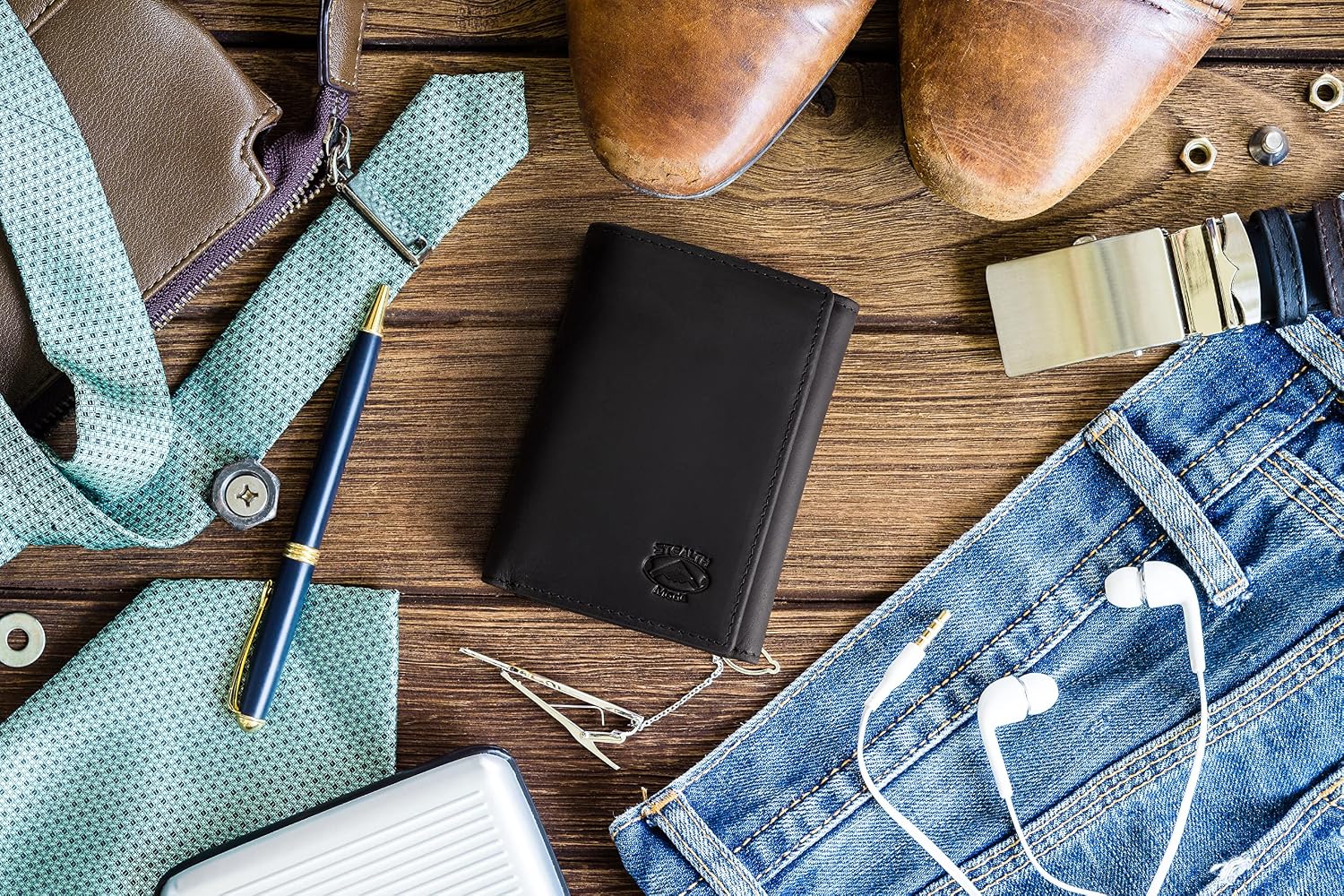 BILLETERA TRIFOLD DE CUERO STEALTH MODE PARA HOMBRE CON BLOQUEO RFID - 4