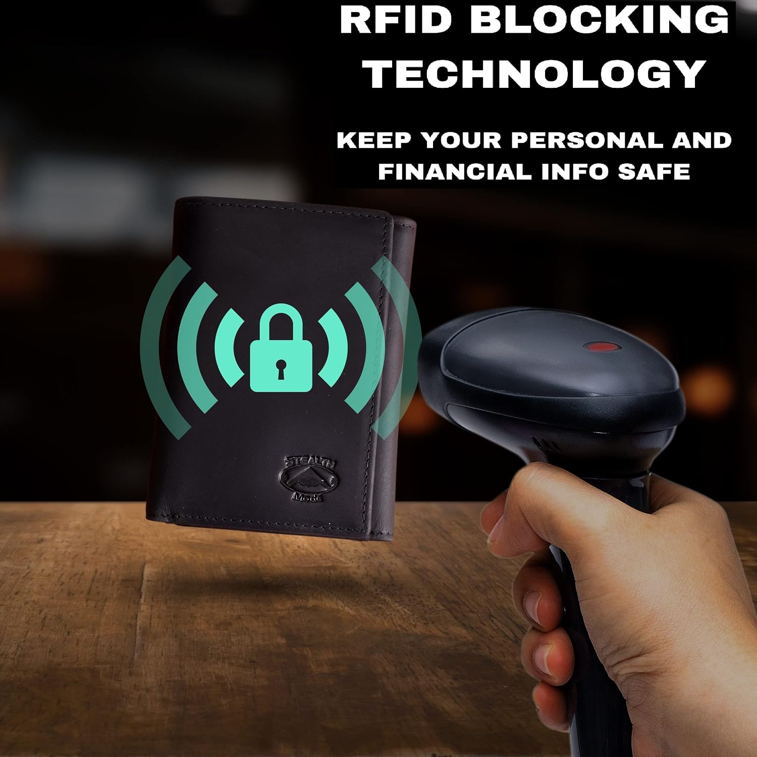 BILLETERA TRIFOLD DE CUERO STEALTH MODE PARA HOMBRE CON BLOQUEO RFID - 5