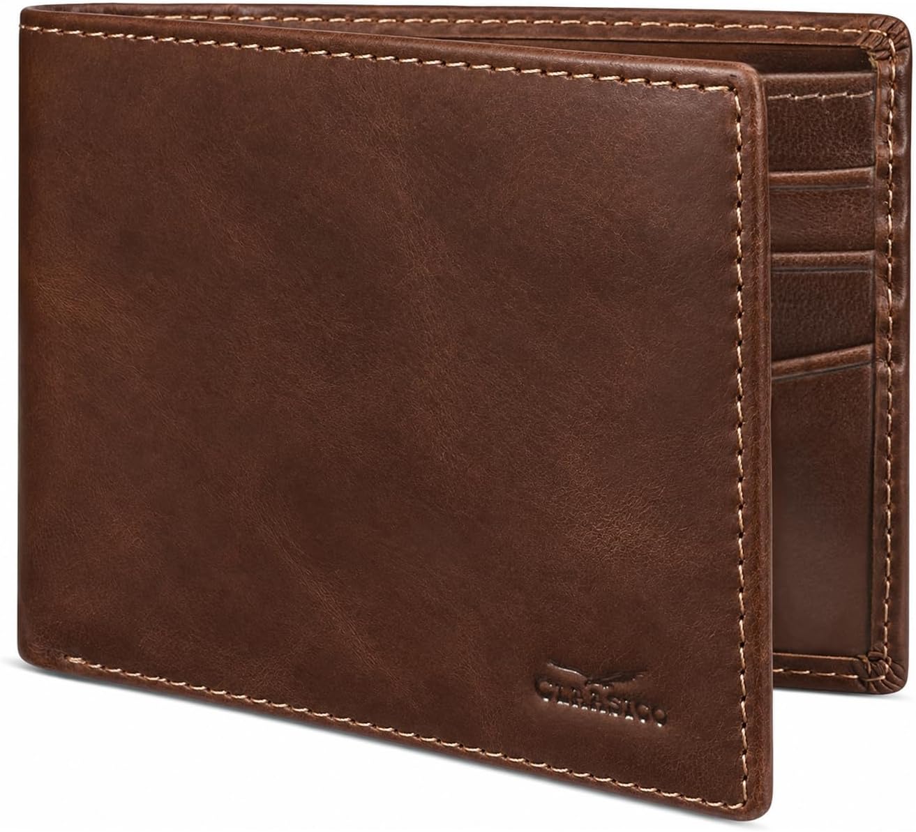 BILLETERA DE CUERO PARA HOMBRE CLAASICO CON BLOQUEO RFID Y VENTANA PARA ID - 1