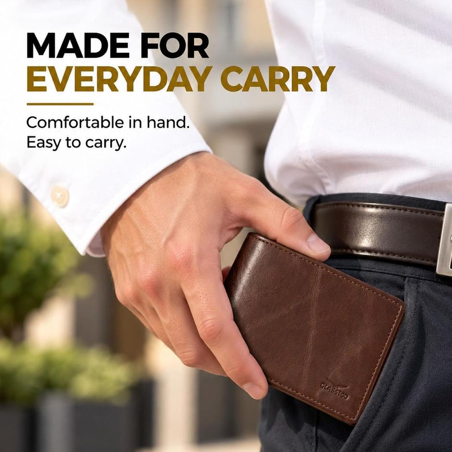 BILLETERA DE CUERO PARA HOMBRE CLAASICO CON BLOQUEO RFID Y VENTANA PARA ID - 4