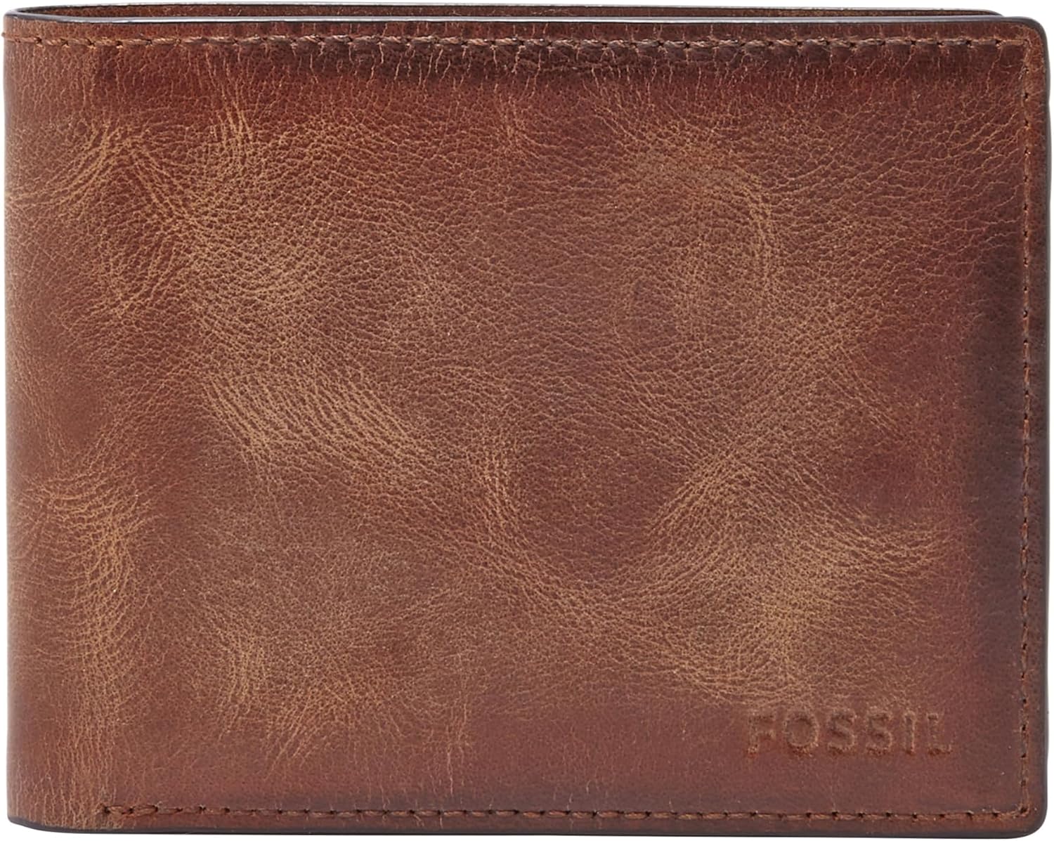 BILLETERA PARA HOMBRE FOSSIL DERRICK DE CUERO CON BLOQUEO RFID BIFOLD CON FLIP ID MARRÓN - 1