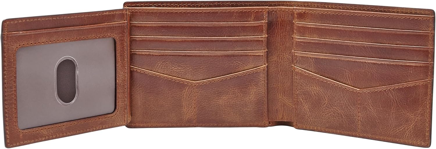 BILLETERA PARA HOMBRE FOSSIL DERRICK DE CUERO CON BLOQUEO RFID BIFOLD CON FLIP ID MARRÓN - 3