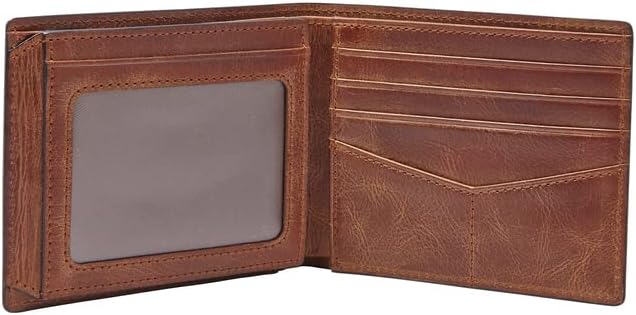 BILLETERA PARA HOMBRE FOSSIL DERRICK DE CUERO CON BLOQUEO RFID BIFOLD CON FLIP ID MARRÓN - 4