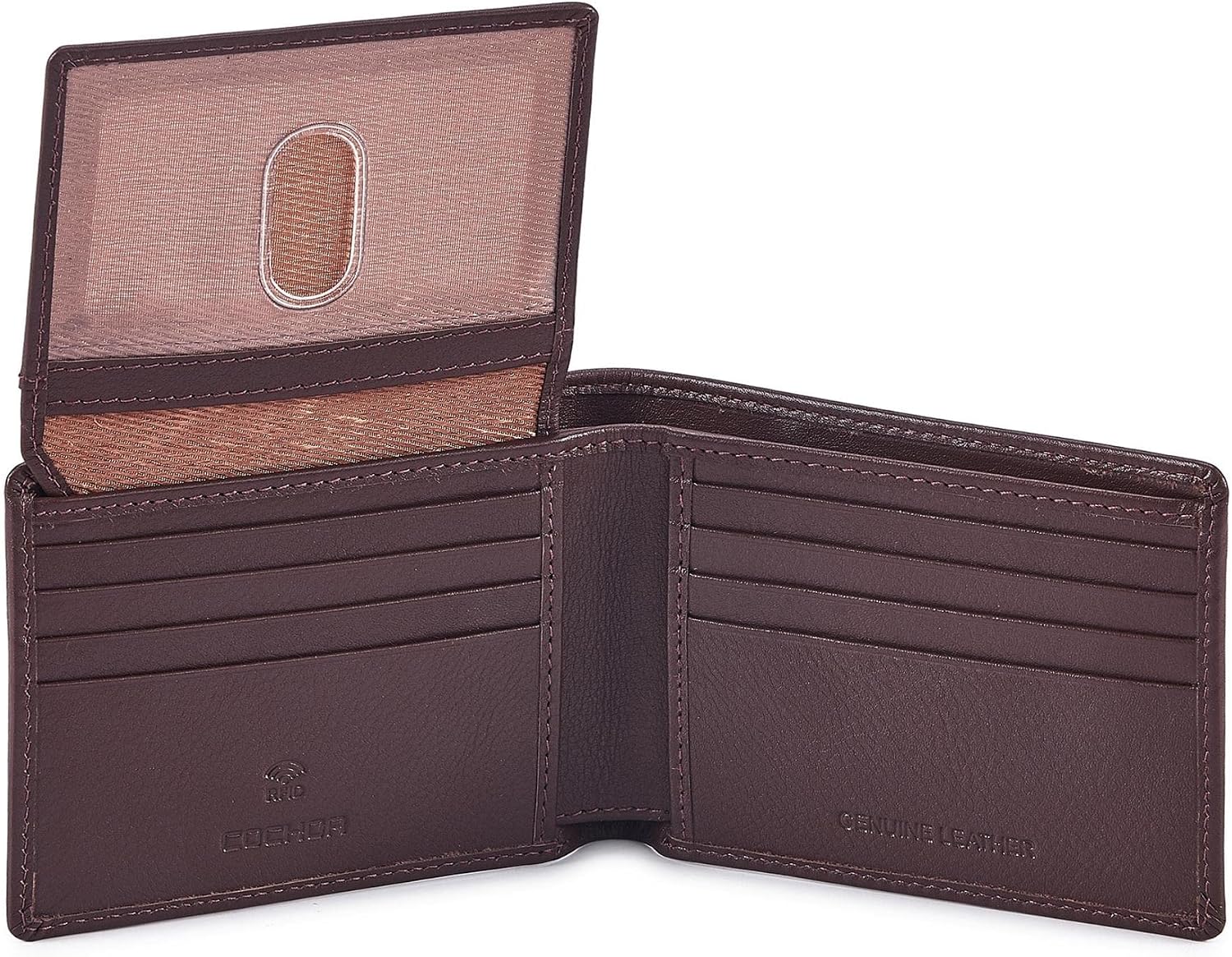 BILLETERA PARA HOMBRE COCHOA SLIM RFID BLOQUEO CUERO NAPA CHOCOLATE - 1