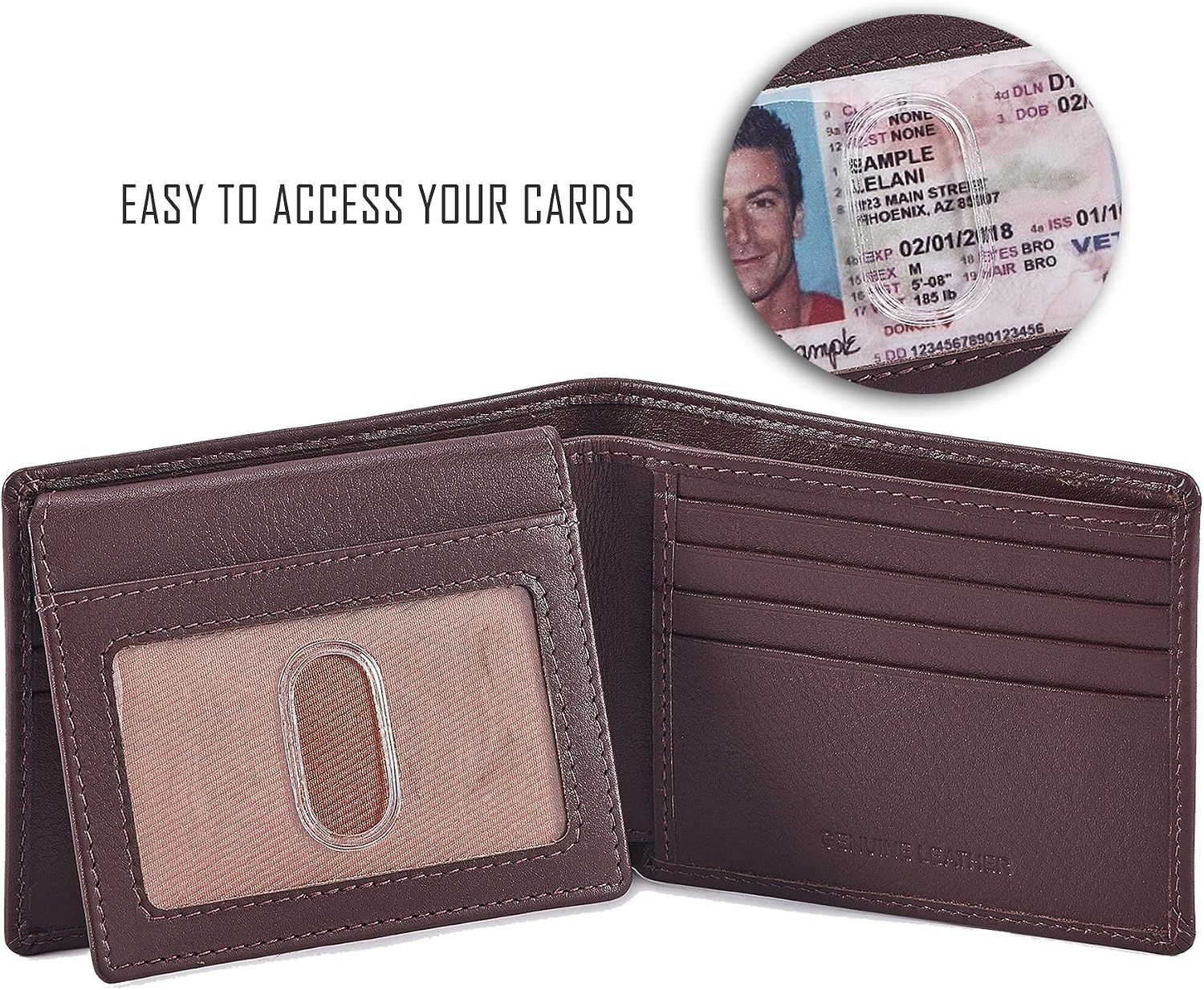 BILLETERA PARA HOMBRE COCHOA SLIM RFID BLOQUEO CUERO NAPA CHOCOLATE - 2