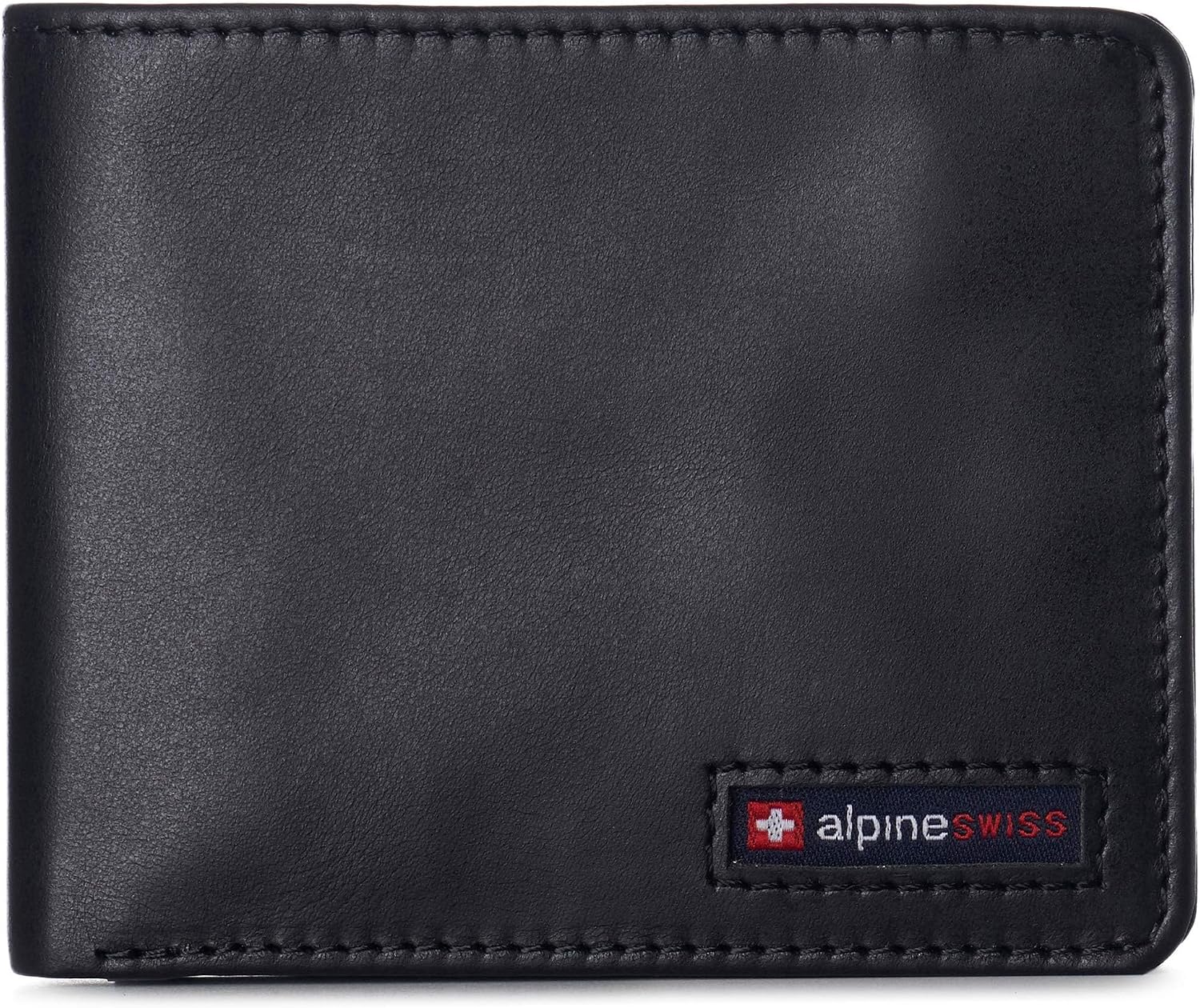 BILLETERA PARA HOMBRE ALPINE SWISS SPENCER BIFOLD CUERO NEGRO BRILLANTE - 1