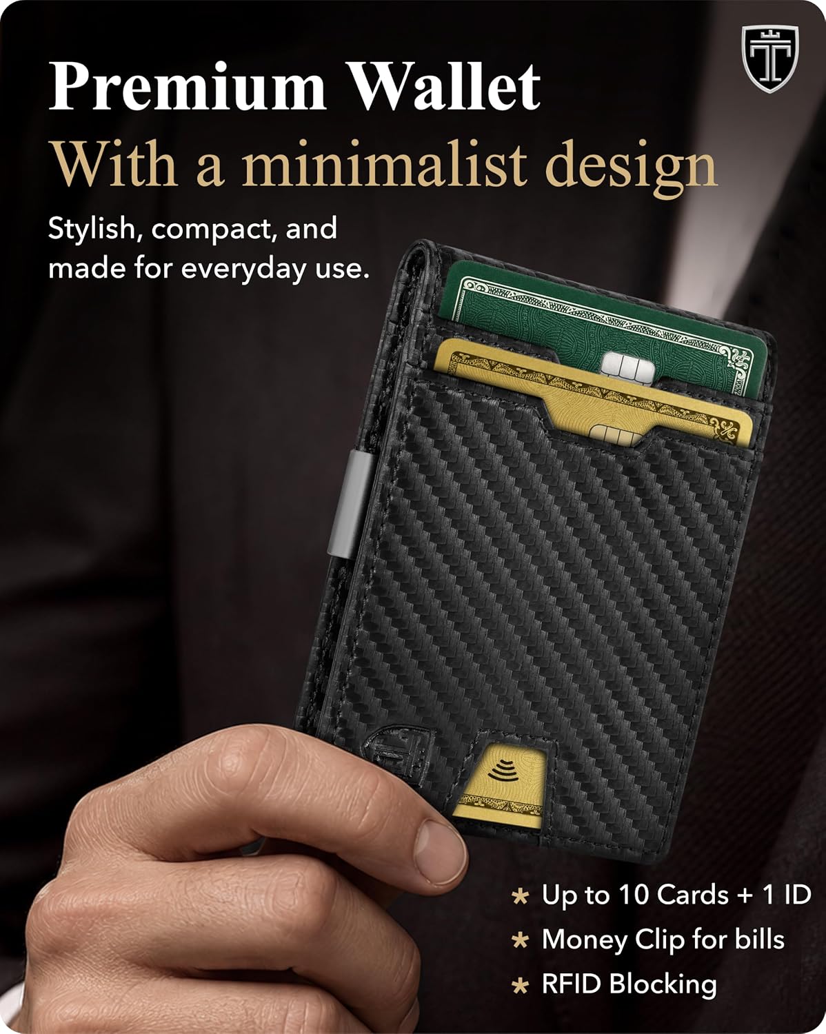 BILLETERA TRAVANDO MONEY CLIP CON PROTECCIÓN RFID PARA HOMBRE PARA 11 TARJETAS - 2