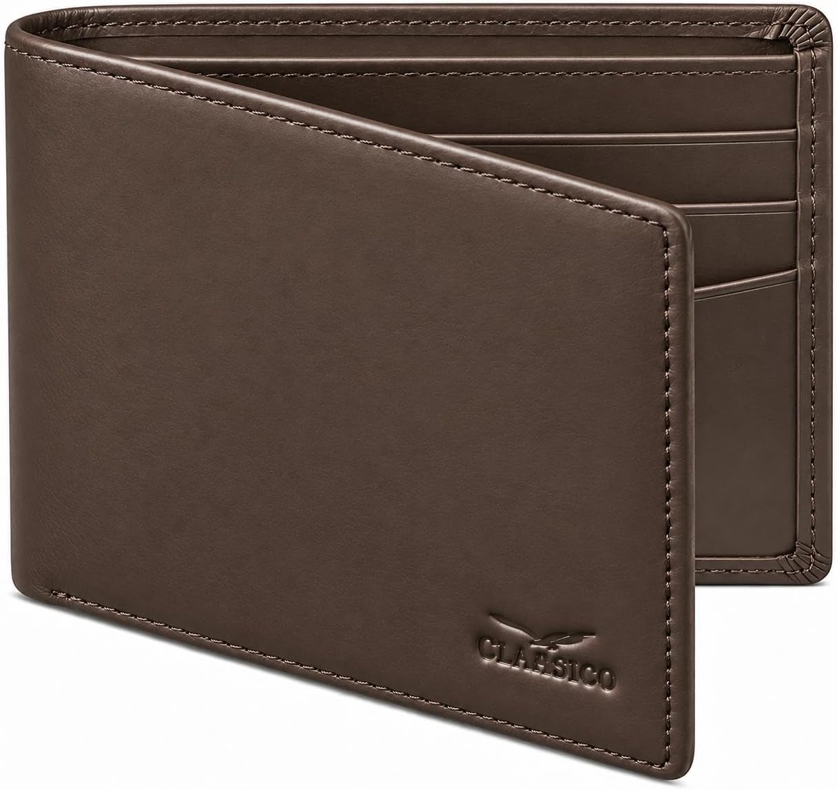BILLETERA DE CUERO PARA HOMBRE CLAASICO CON BLOQUEO RFID Y VENTANA PARA IDENTIFICACIÓN - 1