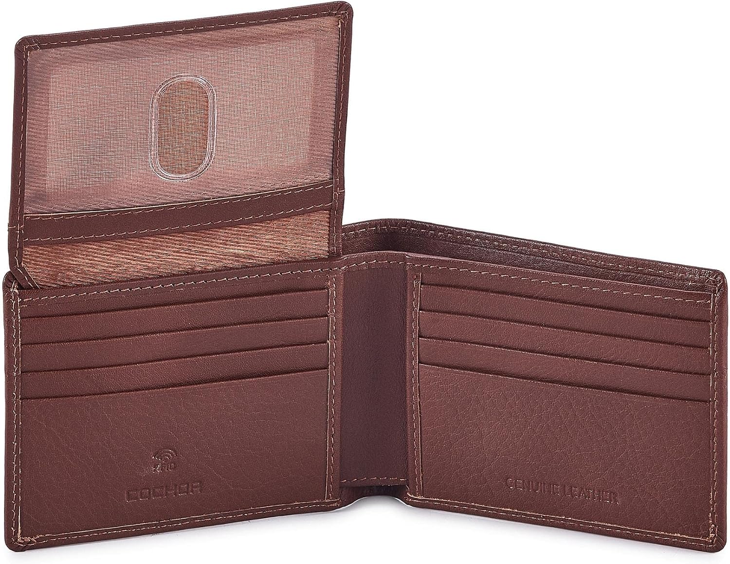 BILLETERA PARA HOMBRE COCHOA SLIM RFID BLOQUEO CUERO BIFOLD MINIMALISTA 2 VENTANAS ID NAPA TAN - 1