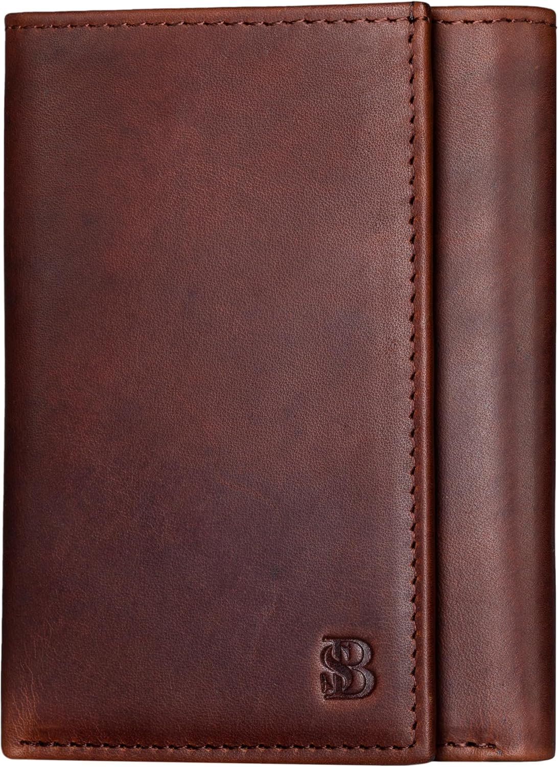 BILLETERA TRIFOLD PARA HOMBRE SERMAN BRANDS CUERO FULL GRAIN CON BLOQUEO RFID 11 RANURAS PARA TARJETAS Y VENTANA ID - 1
