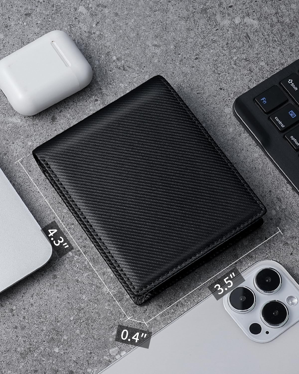 BILLETERA PARA HOMBRE SEROVI DE CUERO GENUINO BIFOLD CON BLOQUEO RFID Y 14 RANURAS PARA TARJETAS NEGRO MODERNO - 2