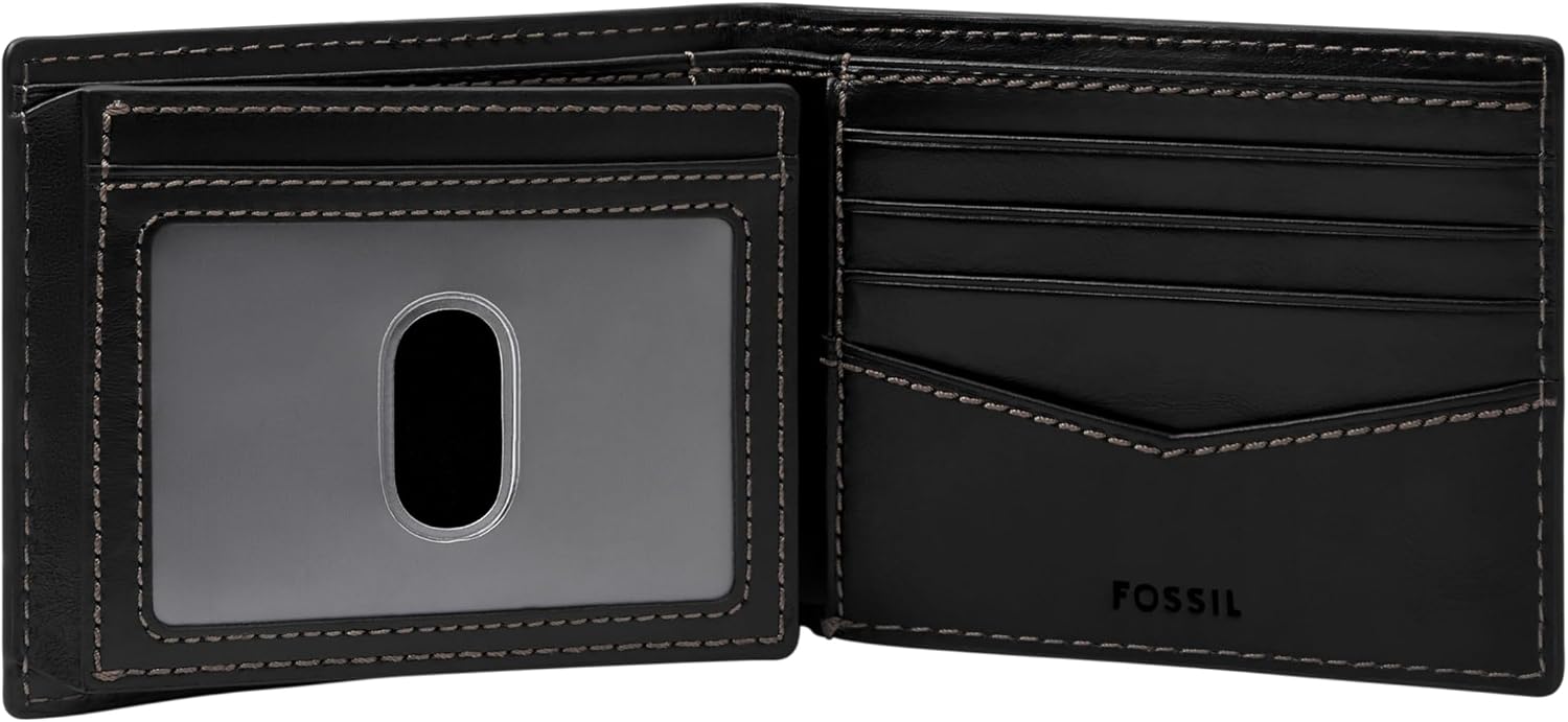 BILLETERA PARA HOMBRE FOSSIL HAYES DE CUERO BIFOLD NEGRA - 2