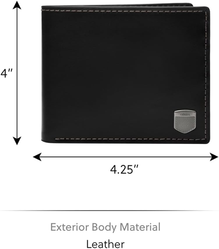 BILLETERA PARA HOMBRE FOSSIL HAYES DE CUERO BIFOLD NEGRA - 3