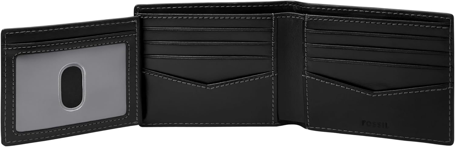 BILLETERA PARA HOMBRE FOSSIL HAYES DE CUERO BIFOLD NEGRA - 4