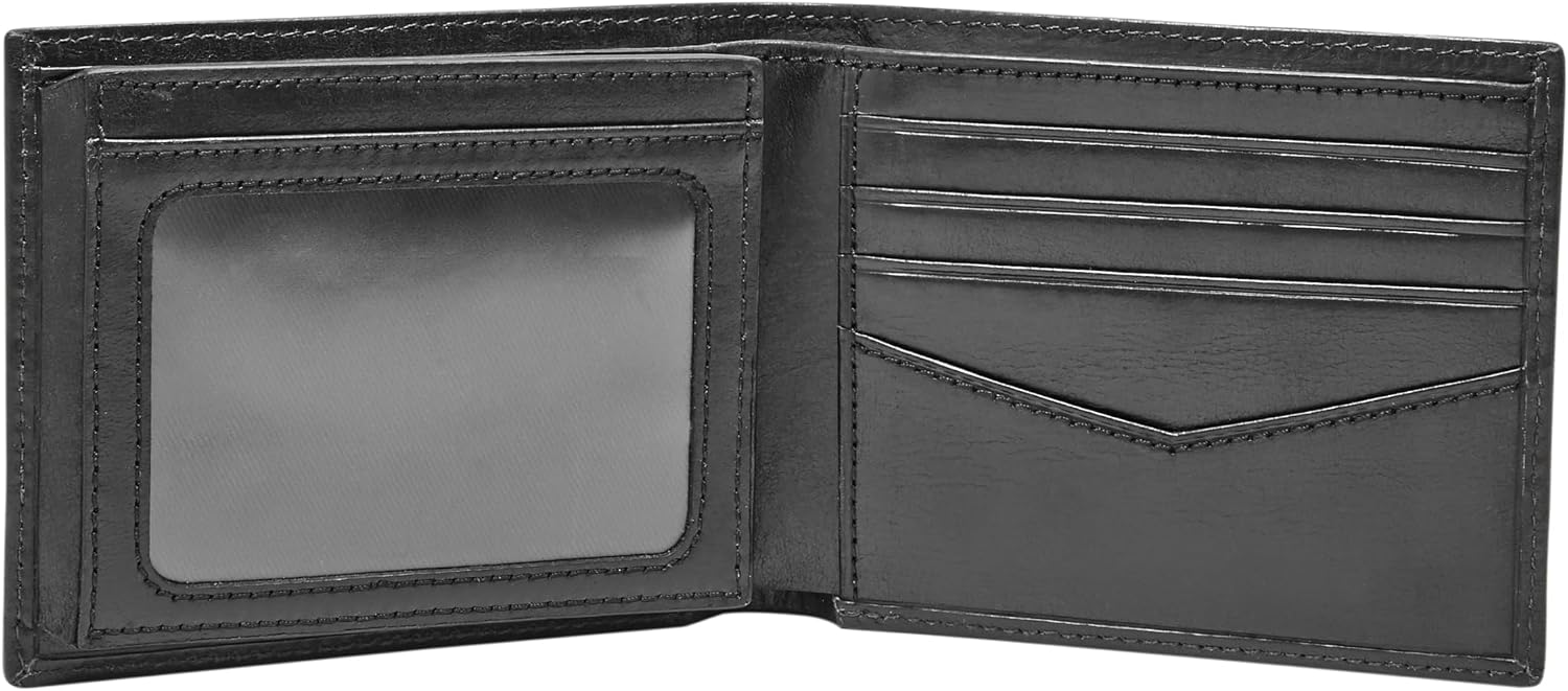 BILLETERA PARA HOMBRE FOSSIL RYAN DE CUERO CON BLOQUEO RFID Y VENTANA PARA ID NEGRA - 2