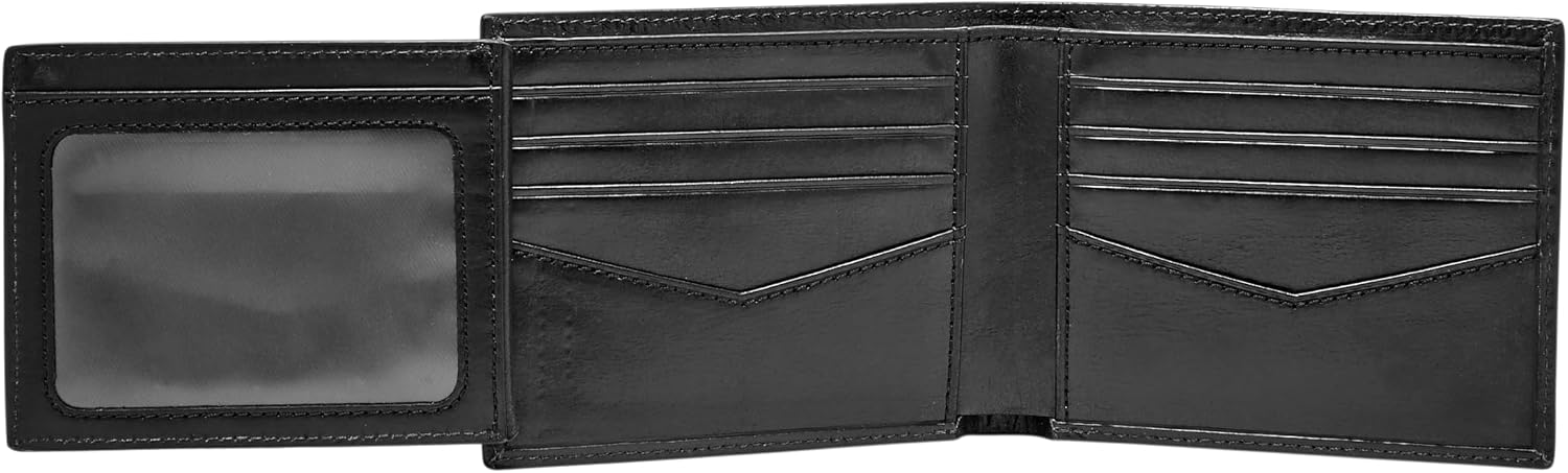 BILLETERA PARA HOMBRE FOSSIL RYAN DE CUERO CON BLOQUEO RFID Y VENTANA PARA ID NEGRA - 3