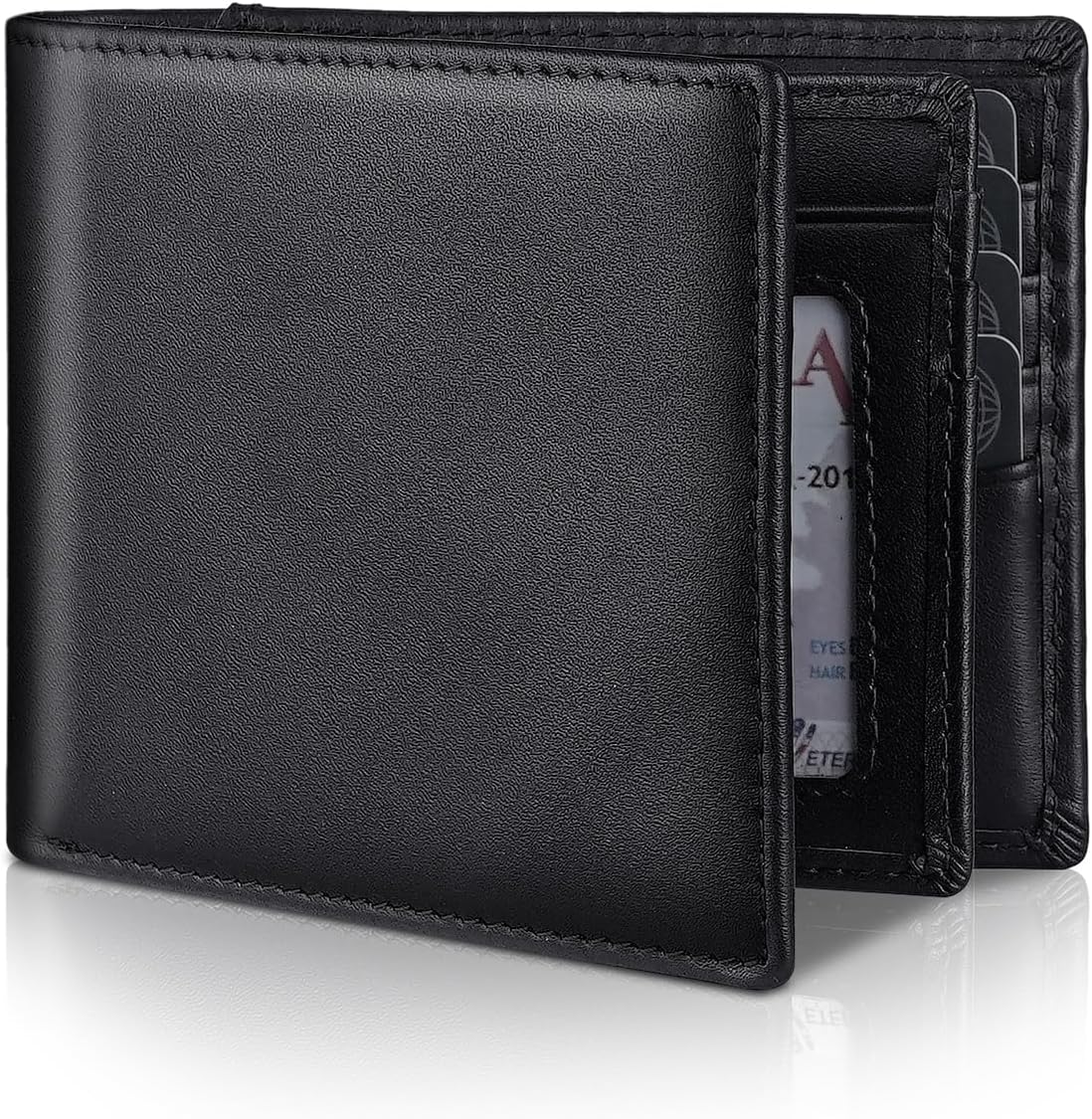 BILLETERA PARA HOMBRE SEROVI DE CUERO GENUINO BIFOLD CON BLOQUEO RFID Y 14 RANURAS PARA TARJETAS - 1