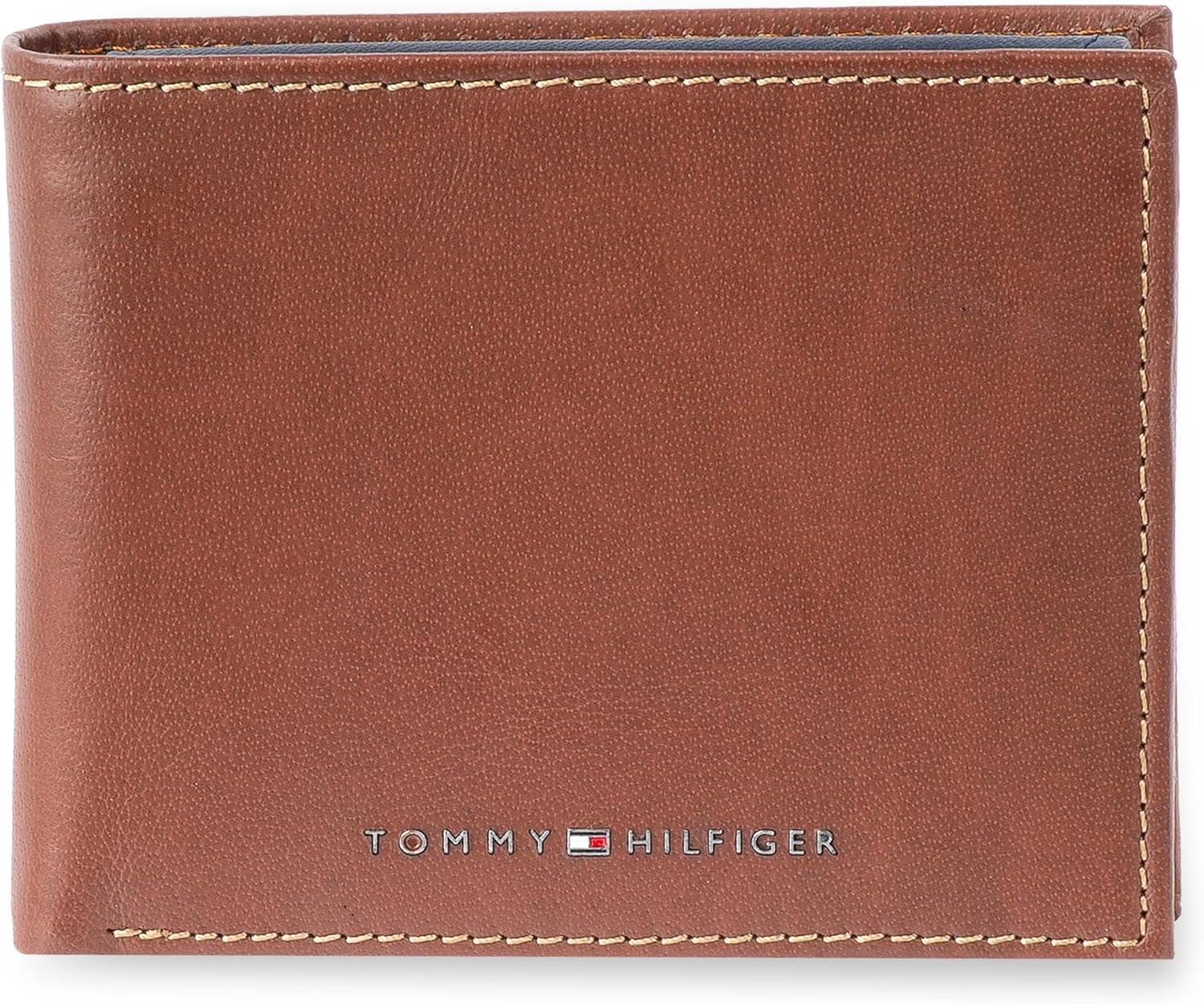 BILLETERA DE CUERO PARA HOMBRE TOMMY HILFIGER BIFOLD CON VENTANA PARA ID REMOVIBLE TAN/NAVY - 1
