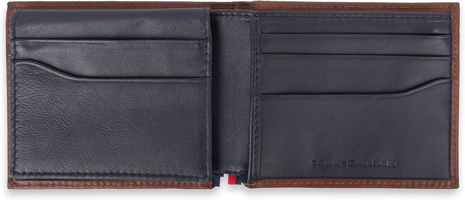BILLETERA DE CUERO PARA HOMBRE TOMMY HILFIGER BIFOLD CON VENTANA PARA ID REMOVIBLE TAN/NAVY - 4