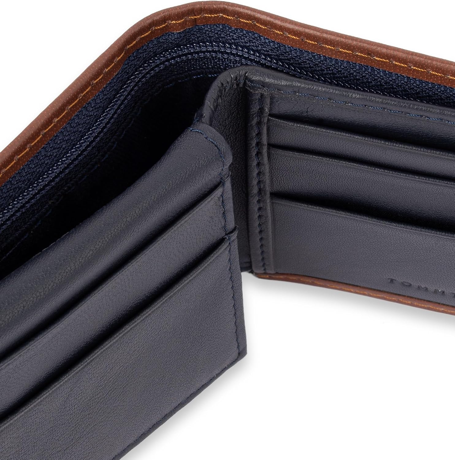 BILLETERA DE CUERO PARA HOMBRE TOMMY HILFIGER BIFOLD CON VENTANA PARA ID REMOVIBLE TAN/NAVY - 5